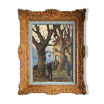 Tableau hst "lac d'orta" cusio italie pino pessina da castanedo (1911 / 1991)