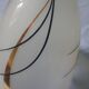 Tulipe abat-jour oblique verre dépoli - motif trait noir & dorure - vintage