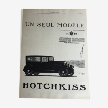 Affiche publicitaire plastifiée A4 Hotchkiss 1926