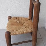 Children's wooden and straw chair