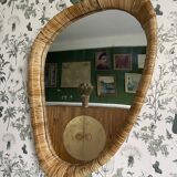 Midcentury Modern Style Rattan Wall Mirror