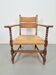 Vintage Dutch Bobbin Armchair in Oak and Rush, 1930s