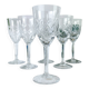 6 vintage cut crystal water glasses – Lorraine Lemberg Glassworks with original label (1950s–1970s)