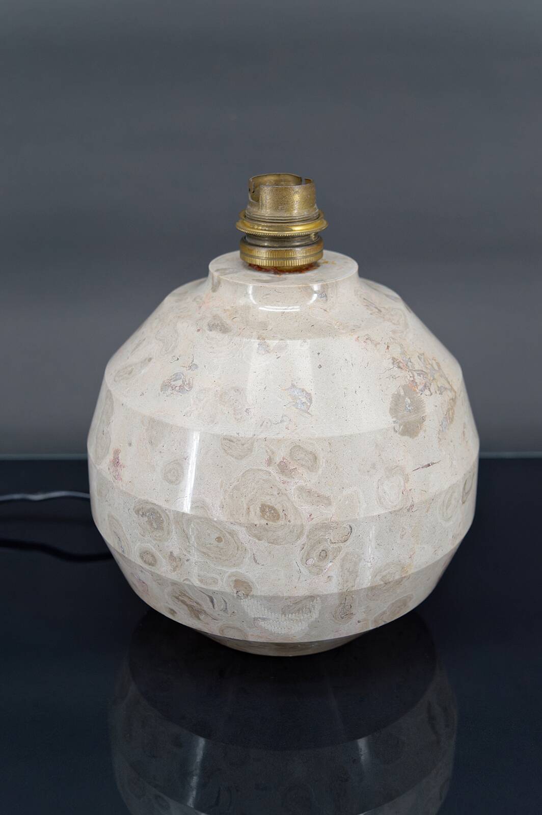 Modernist Art Deco ball lamp in carved marble, France, Circa 1930