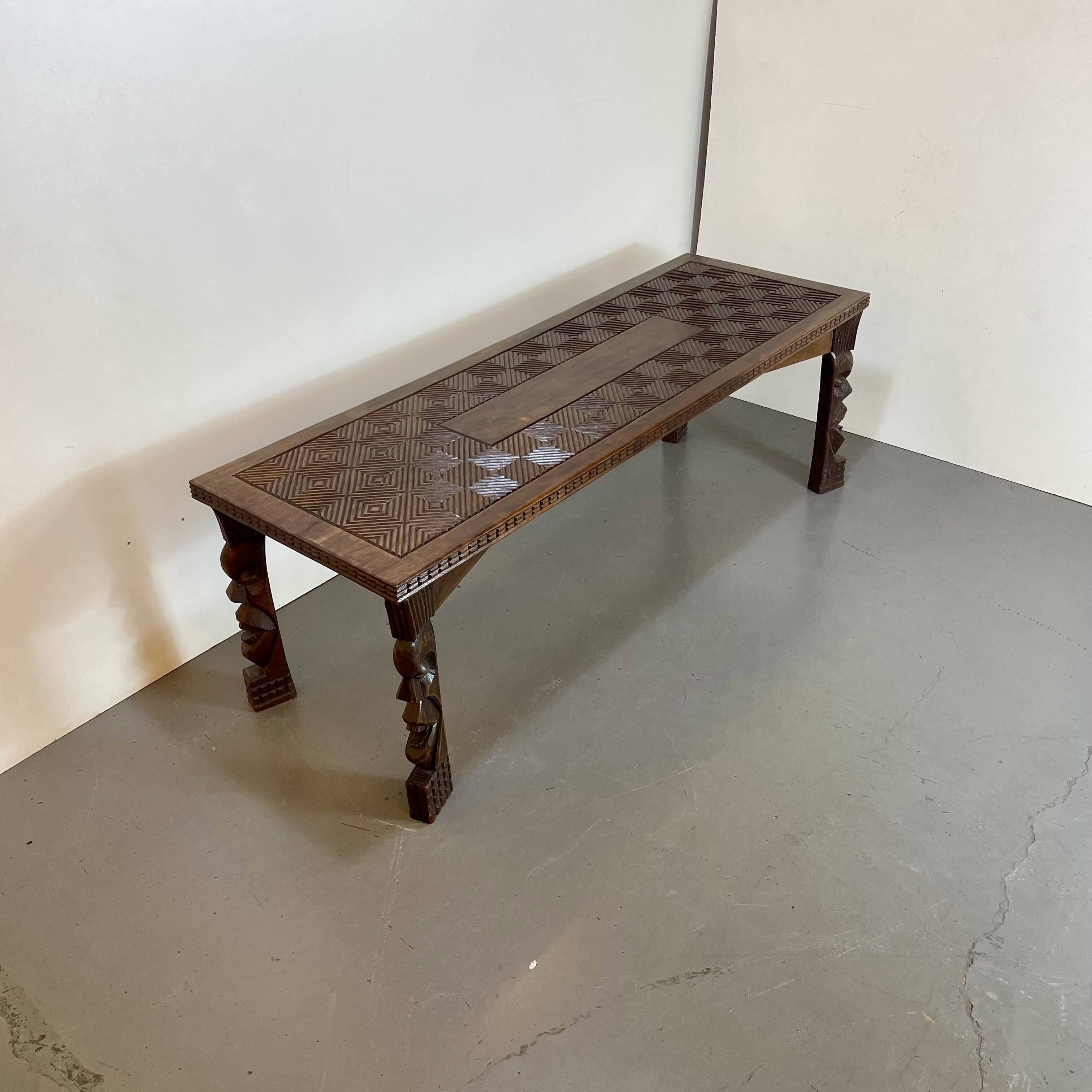 Hand-carved Congolese coffee table, 1989