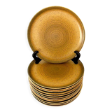 Suite of twelve round and flat stoneware table plates