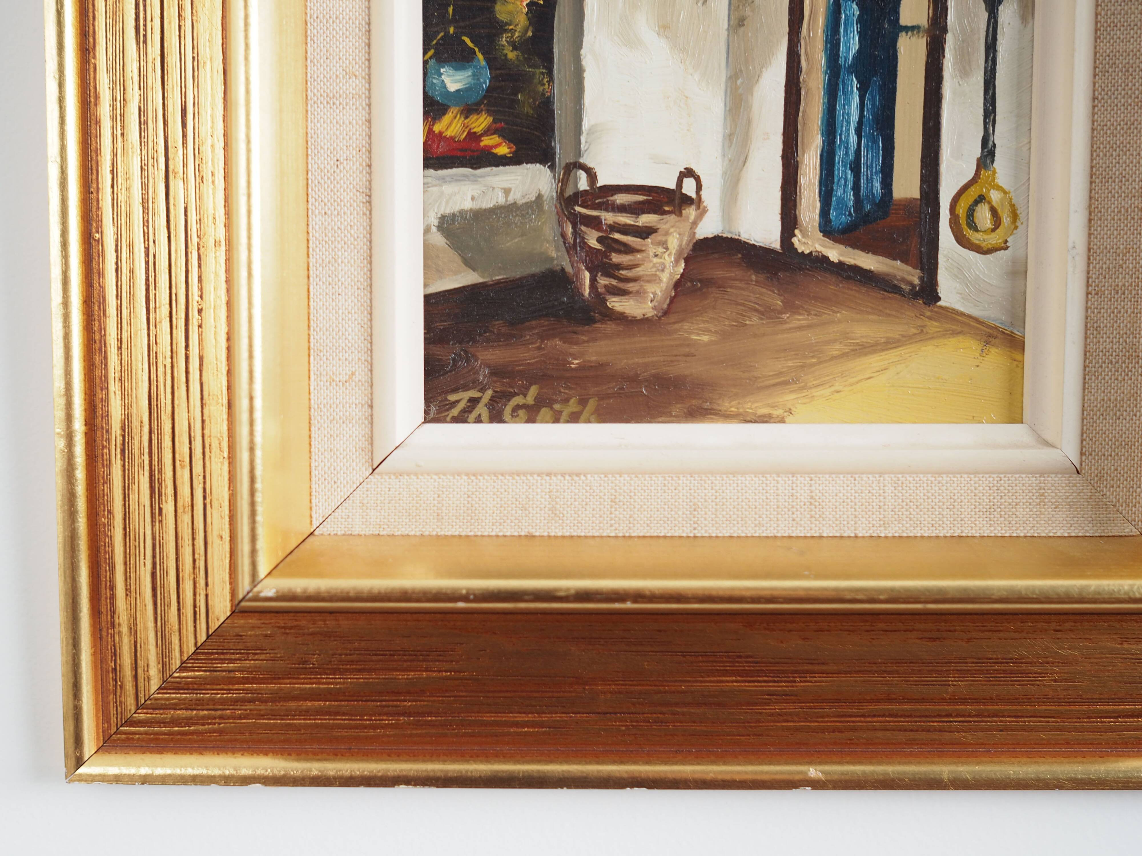 Painting „The Village Chamber”, Scandinavian design, 1970s