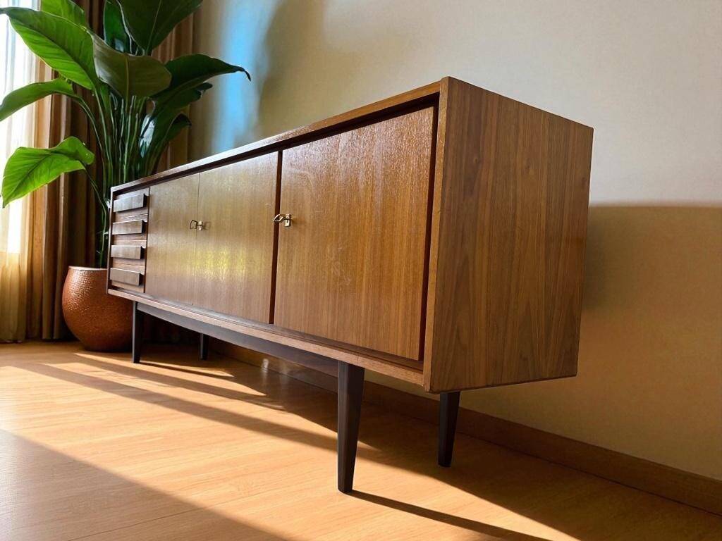 XL vintage wooden sideboard / buffet / chest of drawers