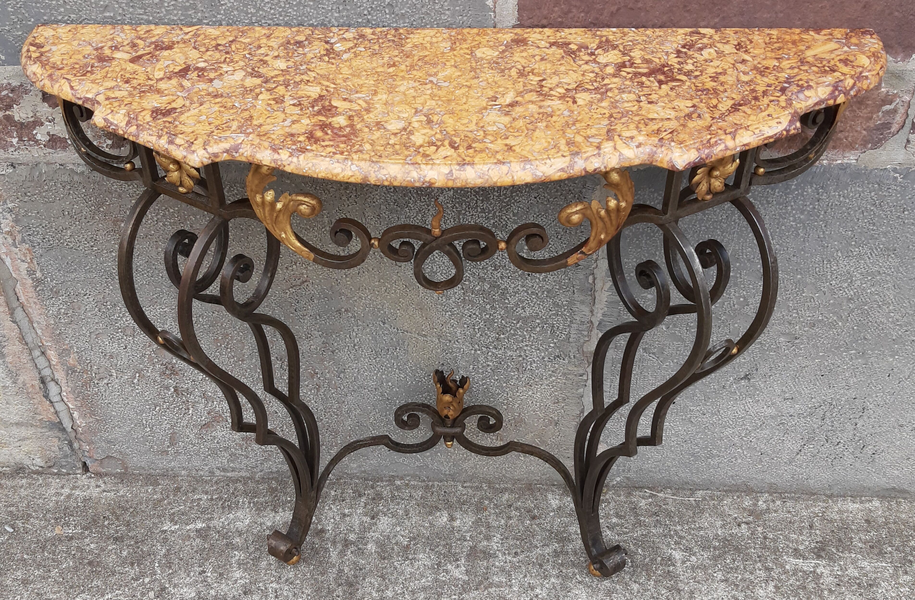 Console forged foot marble top