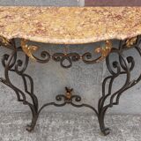 Console forged foot marble top