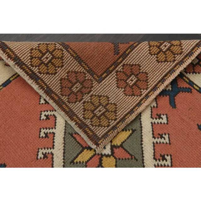1970s Vintage Turkish Oushak Handmade Orange Runner Rug  91x361