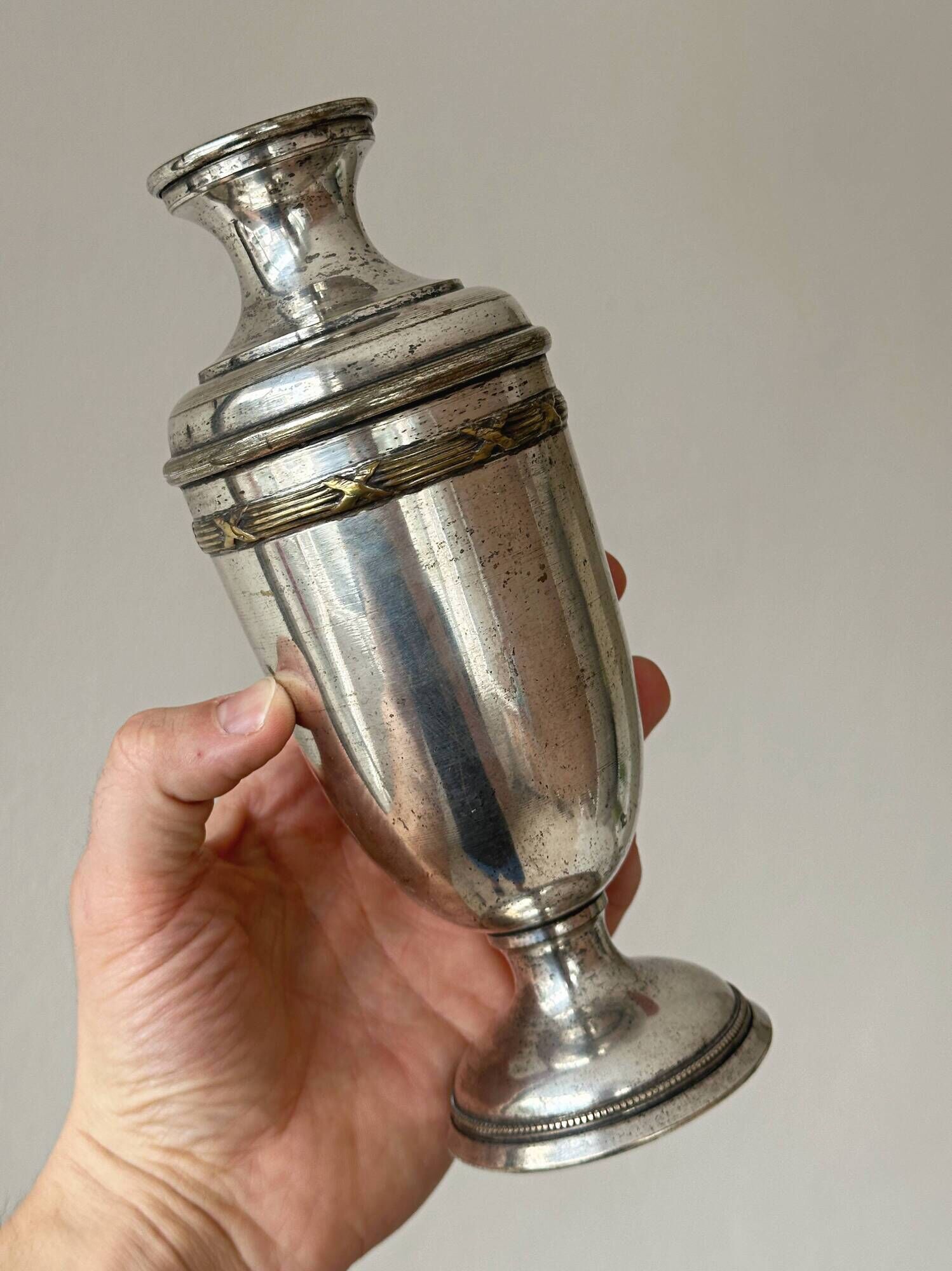 Pair of antique silver-plated vases