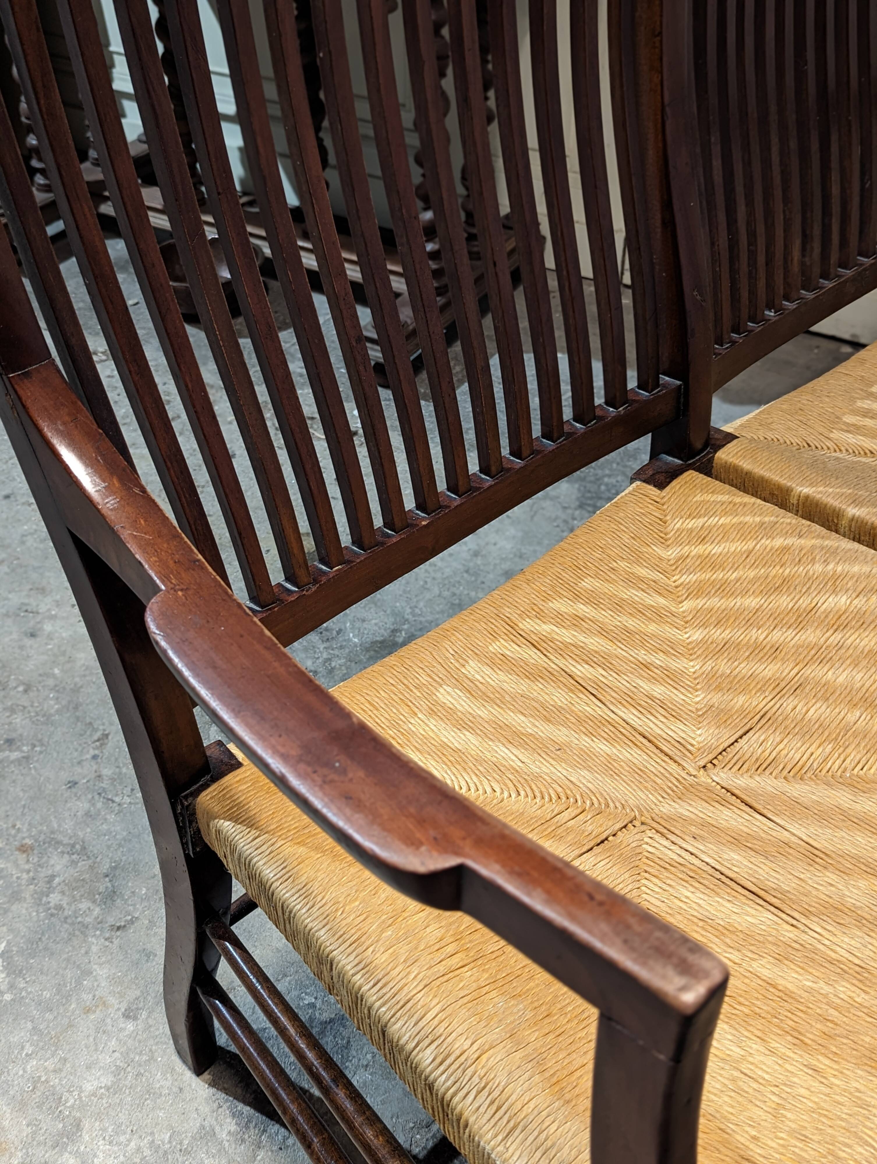 English mahogany straw bench