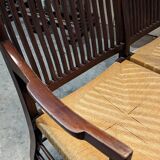 English mahogany straw bench