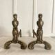Pair of brass and cast iron fire dogs