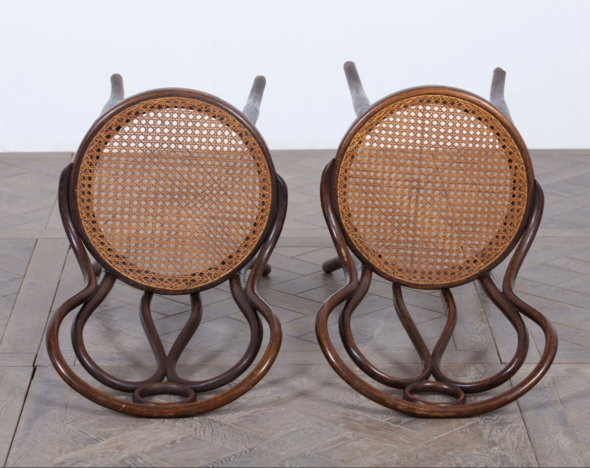 Suite de 6 chaises de bistrot par Josef Hofmann en cannage