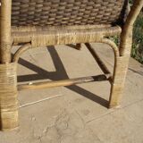 Colonial armchair in rattan and bamboo