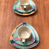 Postmodern Flash One Series coffee service, plates, cups, saucers by Dorothy Hafner for Rosenthal, 1980s, Set of 6