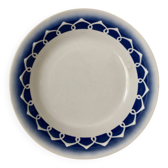 Plat creux blanc et bleu faïence badonviller vintage sublime