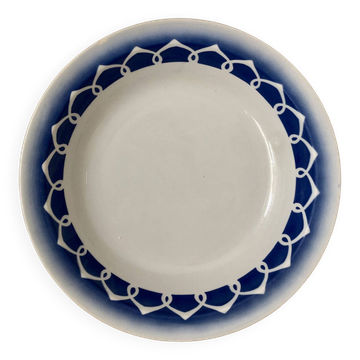 Vintage sublime white and blue hollow dish Badonviller earthenware