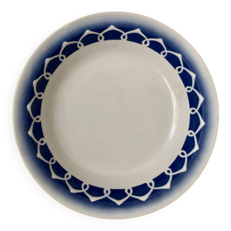 Vintage sublime white and blue hollow dish Badonviller earthenware