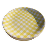 Set of 5 salins flat plates, saint raphael model, yellow checks, 24 cm, 60s