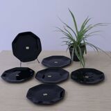 6 "Octime" black Arcoroc dessert plates