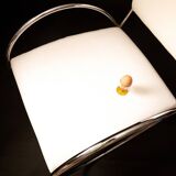 Chrome metal and white sky designer armchair