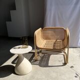 Amsterdam rattan armchair with U-shaped armrest, squared canework