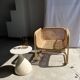 Amsterdam rattan armchair with U-shaped armrest, squared canework