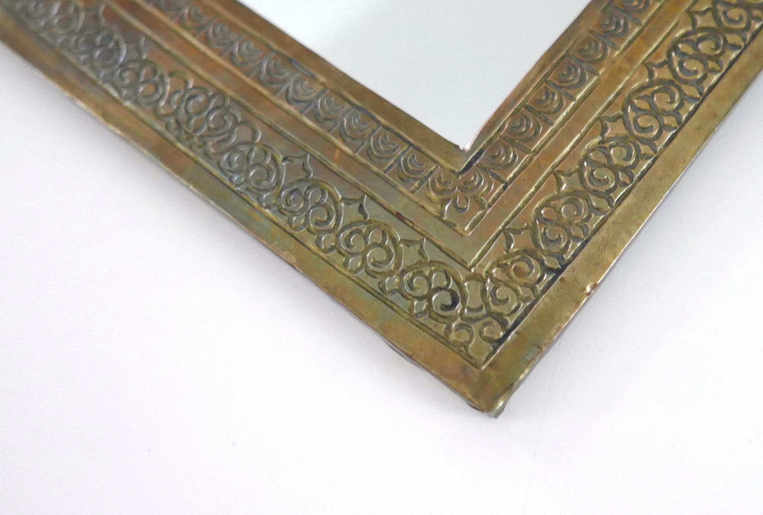 Moroccan rectangular brass mirror, 60s