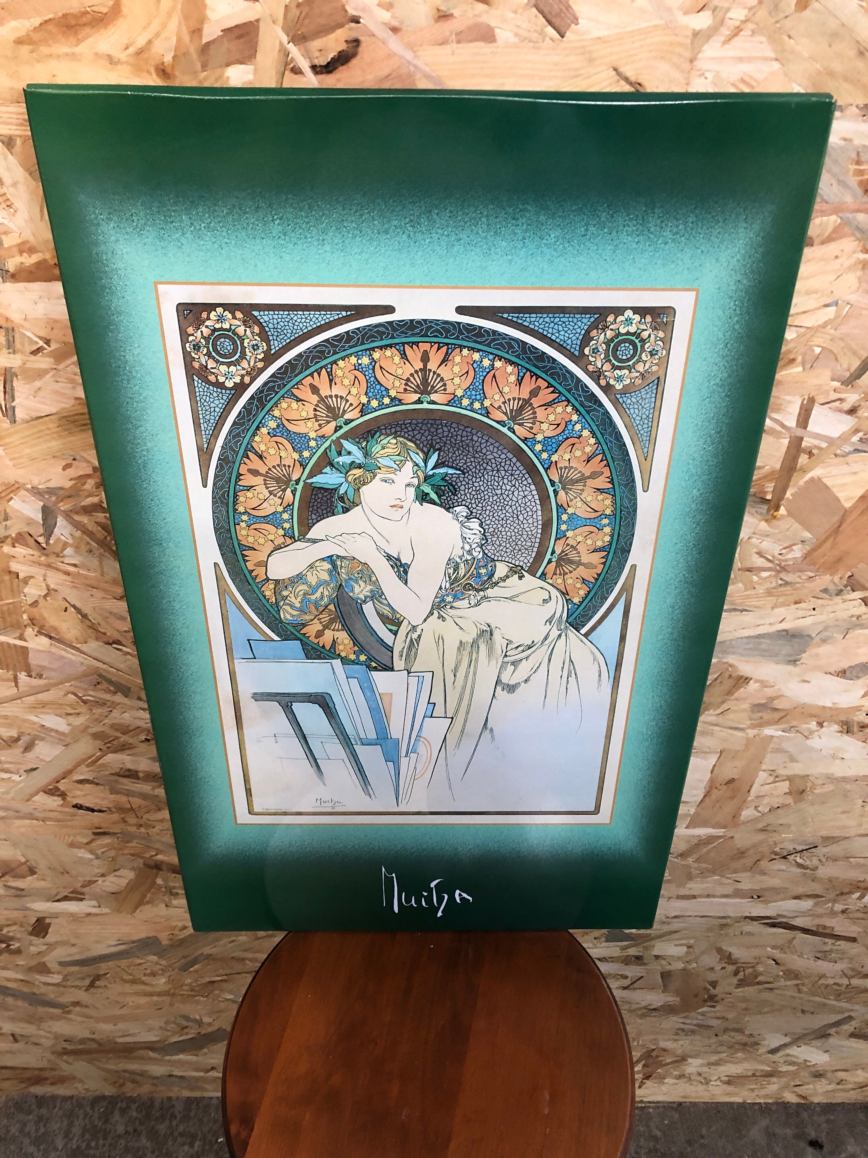 Old metal plate mucha the great masters litho art vintage decoration