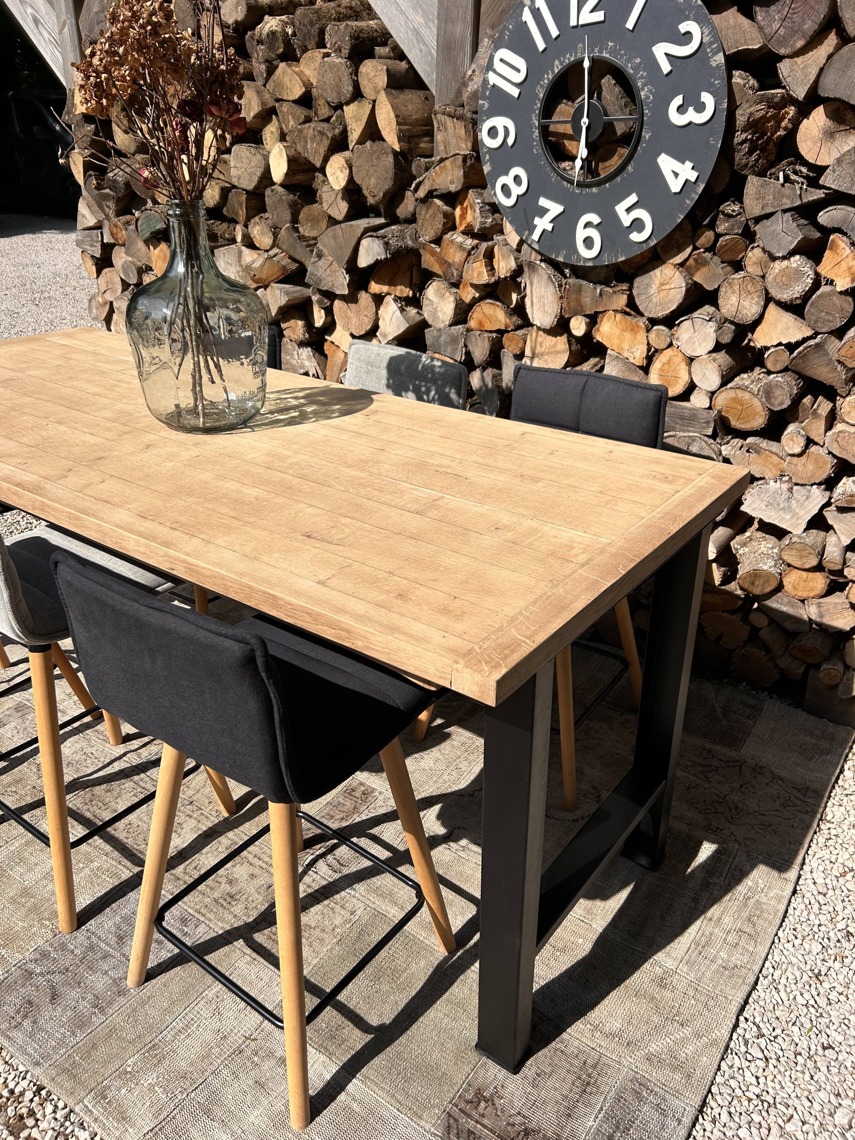 High table, island in wood and metal