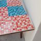 Table de ferme ancienne plateau mosaïque piètements fuselée -2m64