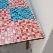 Old farmhouse table with mosaic top and tapered legs - 2m64