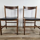 Six Scandinavian-style teak and leather dining chairs