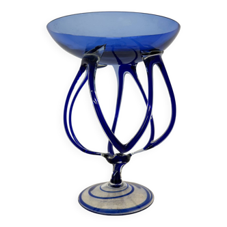 Coupe Josefina Krosno Pologne Blue Art Glass