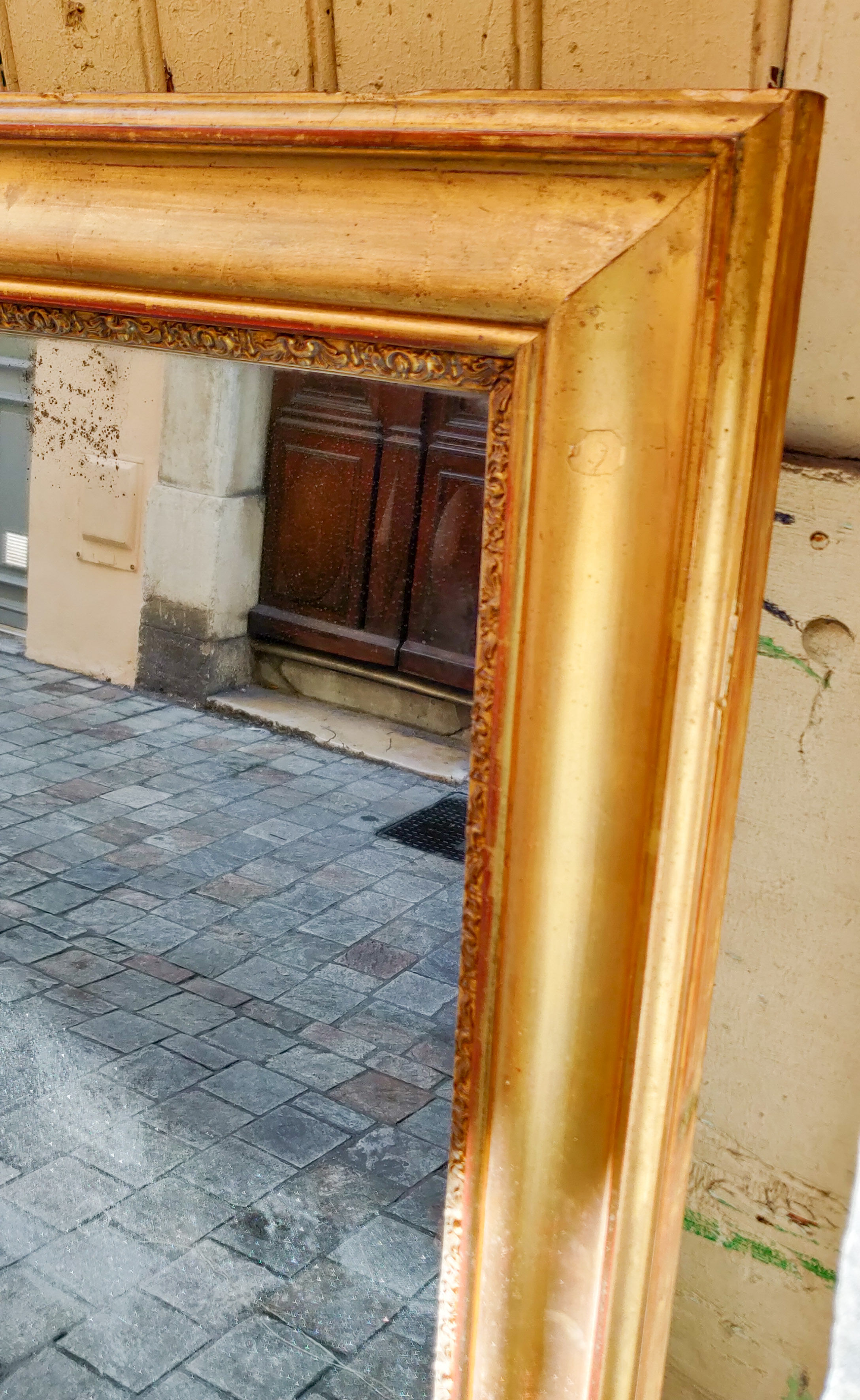 Louis-Philippe mirror with mercury and gold leaf 113x140cm