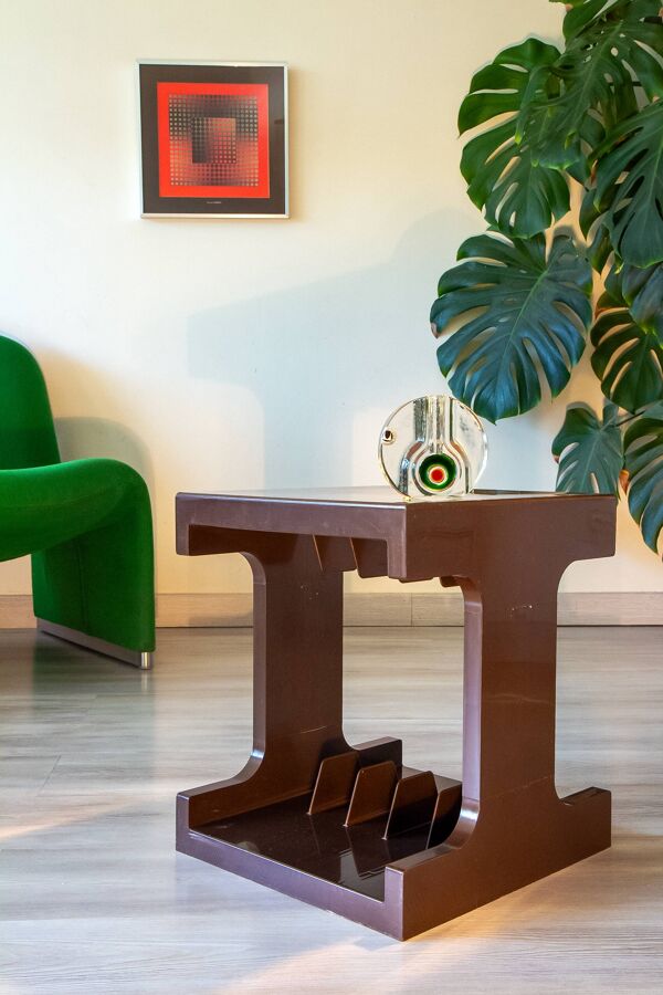 Table d'appoint range vinyle 1970 SOMM Paris