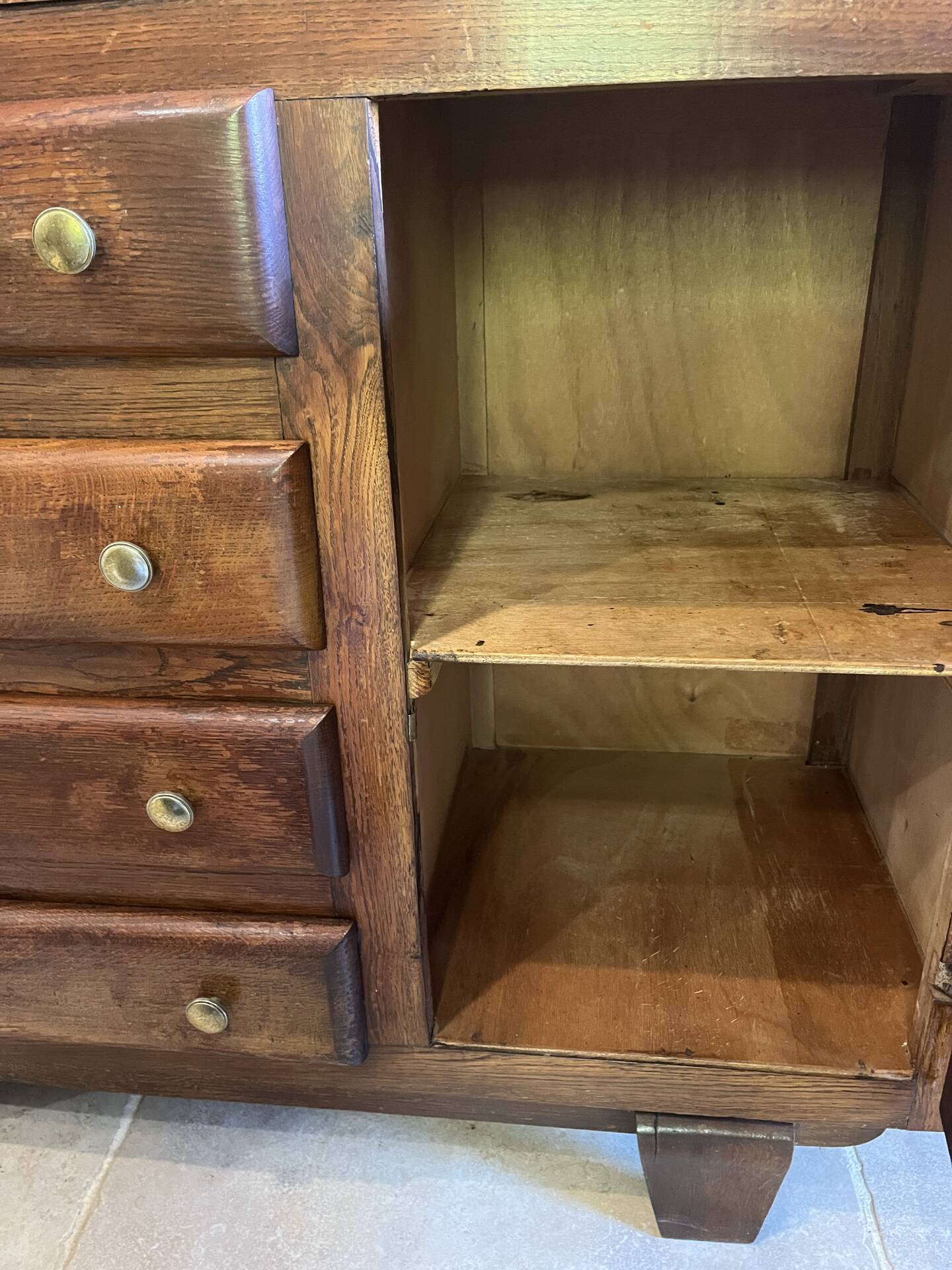Commode art déco avec miroir biseauté et marbre