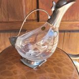 Crystal and silver metal wine carafe