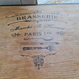 Raw oak and matte black storage cabinet on stencil top and transfer