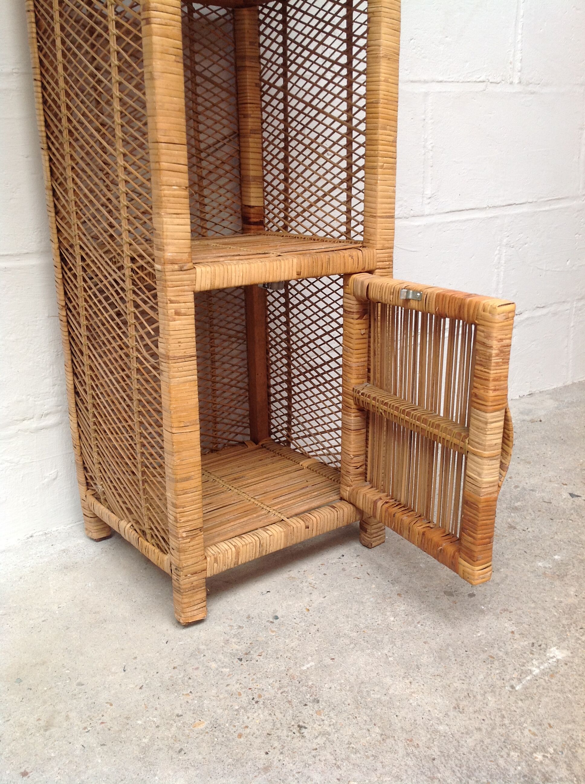 Vintage rattan shelf bookcase
