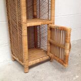 Vintage rattan shelf bookcase