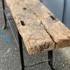 Console desserte "primitive" tray in oak steel frame