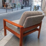 Scandinavian armchair in teak and fabric of the 60s