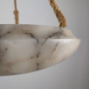 Timeless Art Deco pendant lamp in carved alabaster with black veins, 1920s