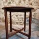 Vintage oak nesting tables set, round coffee table from the 1960s with two integrated side tables.