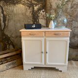Parisian buffet raw wood and iridescent white