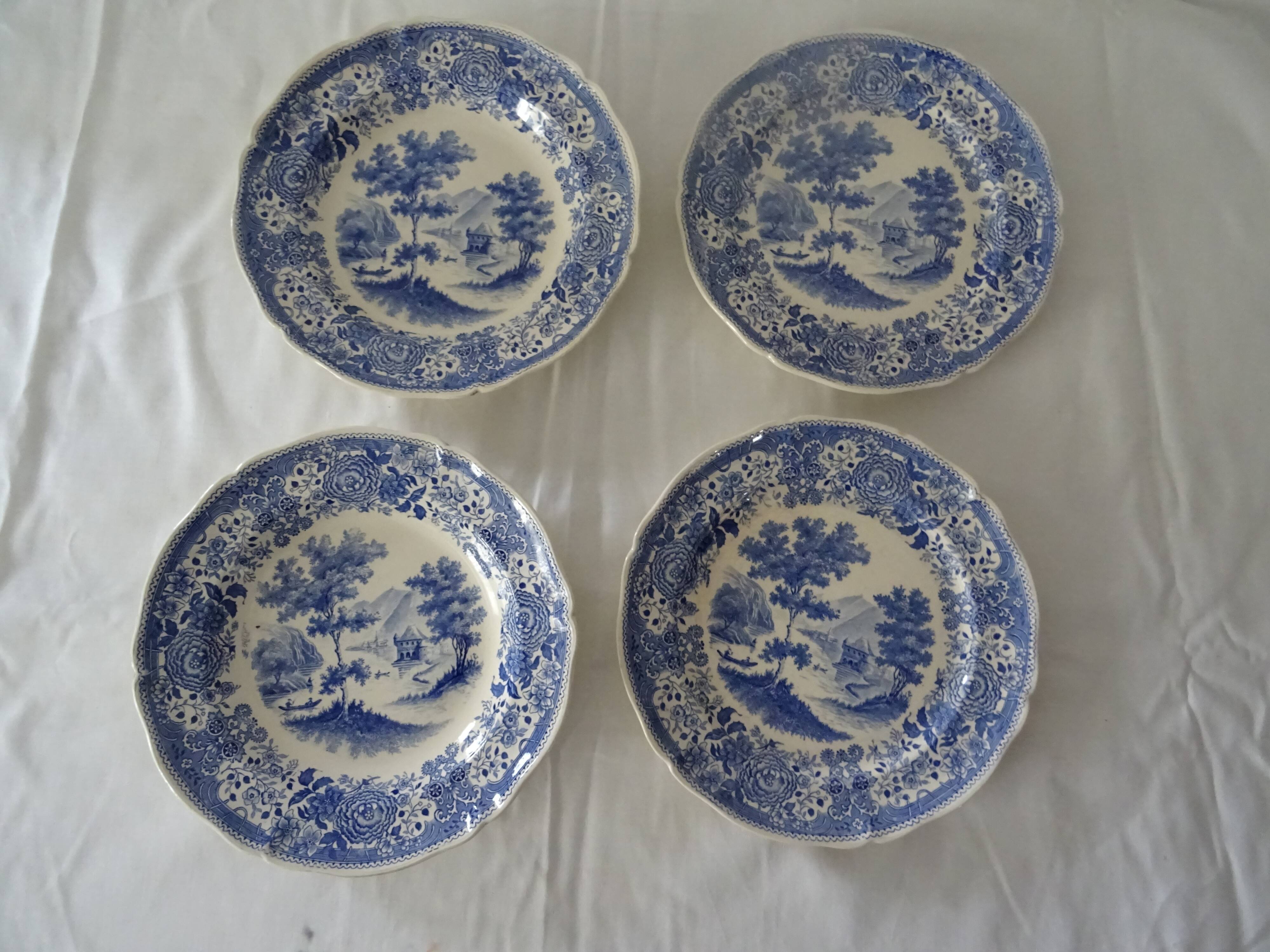 4 plates earthenware 453112 villeroy & boch burgenland blue
